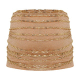 Gold Chain and Rhine Stone Chiffon Mini Skirt With Gemstone Details