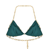 Gold Chain Crystal Embelished Bra