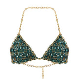 Gold Chain Crystal Embelished Bra