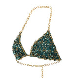 Gold Chain Crystal Embelished Bra