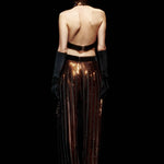 Black/Bronze Sequined Chiffon Jumpsuit