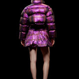 Purple Ecose Taffeta Puffer Jacket