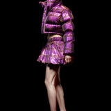 Purple Ecose Taffeta Puffer Jacket