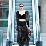 Organza Puff Sleeve Crop Top