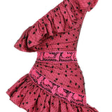 Fuchsia One Shouldered Mini Dress