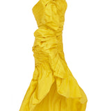 Yellow One Shouldered Mini Dress