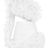 One Shouldered Ruffled Mini Dress