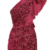 Scoped One Shouldered Fuchsia Mini Dress