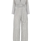 Silver Strassed Jumpsuits with Belt