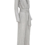 Silver Strassed Jumpsuits with Belt