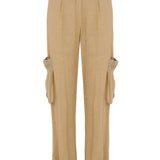 Camel Cargo Pant with Embellished Pockets