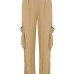 Camel Cargo Pant with Embellished Pockets