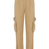 Camel Cargo Pant with Embellished Pockets