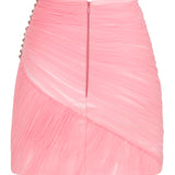 Draped Mini Skirt with Crystal Buckle Details