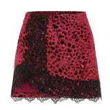 Scoped Fuchsia Mini Skirt with Lace Detail