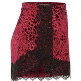 Scoped Fuchsia Mini Skirt with Lace Detail