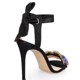 Single Band Black Heels With Crystal