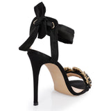 Single Band Black Heels With Crystal