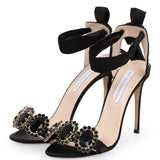 Single Band Black Heels With Crystal