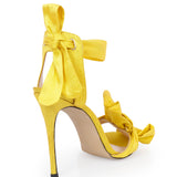 Single Band Yellow Heels With Bow Detail