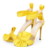 Single Band Yellow Heels With Bow Detail