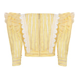 Yellow Long Sleeved Top with Floral Embroidered Lace