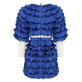 Ruffled Mini Dress with Buckle Details