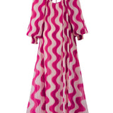 Chiffon Pleated Maxi Dress with Long Sleeve