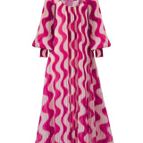 Chiffon Pleated Maxi Dress with Long Sleeve