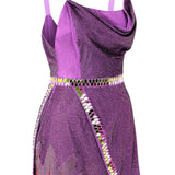 Cowl Neck Sequined Wrapped Mini Dress