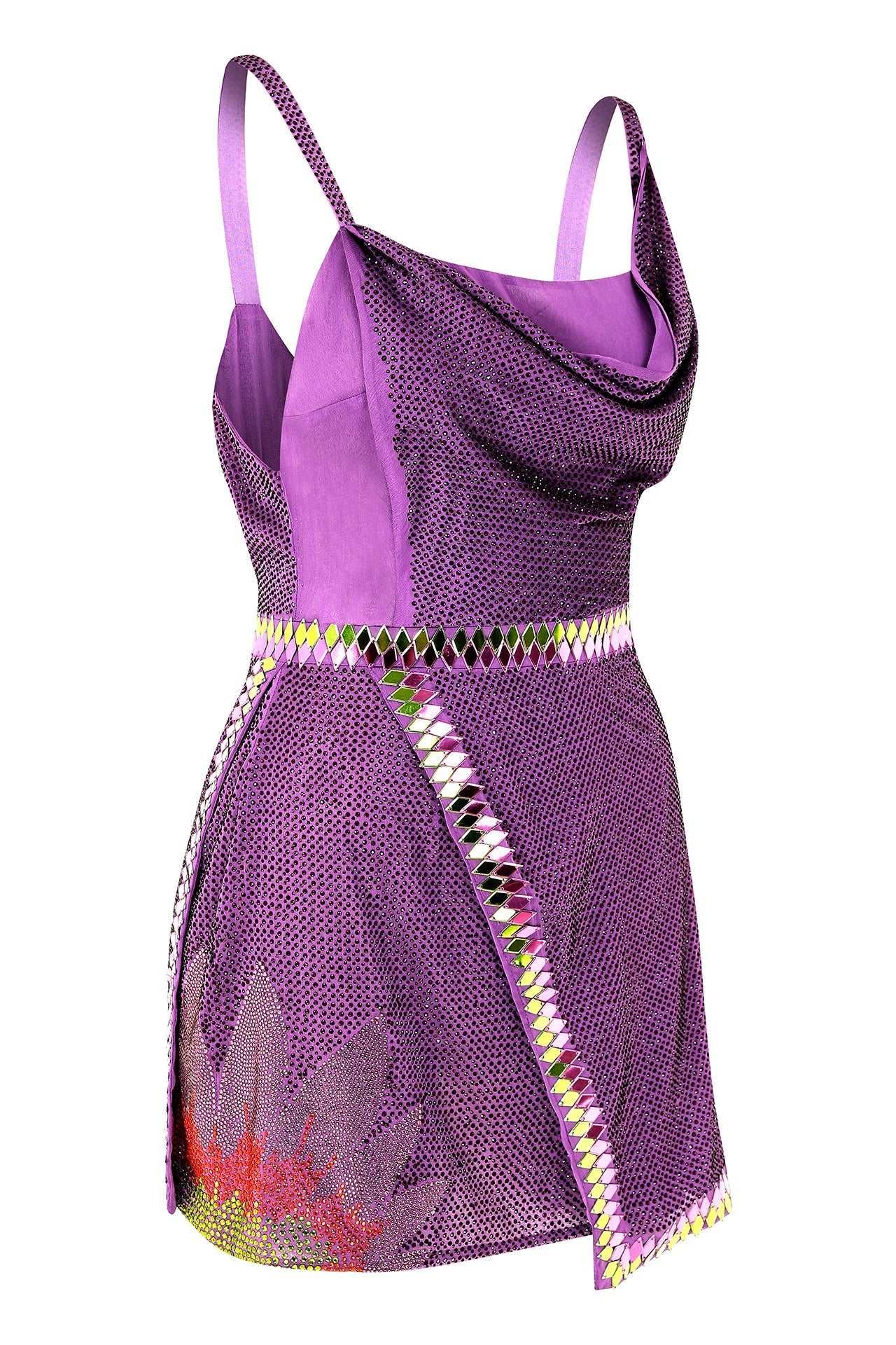Cowl Neck Sequined Wrapped Mini Dress