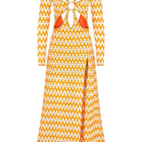 Long Sleeve Cutout Maxi Dress with Slit Details