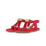 Knotty Sandals with Gold Buckles