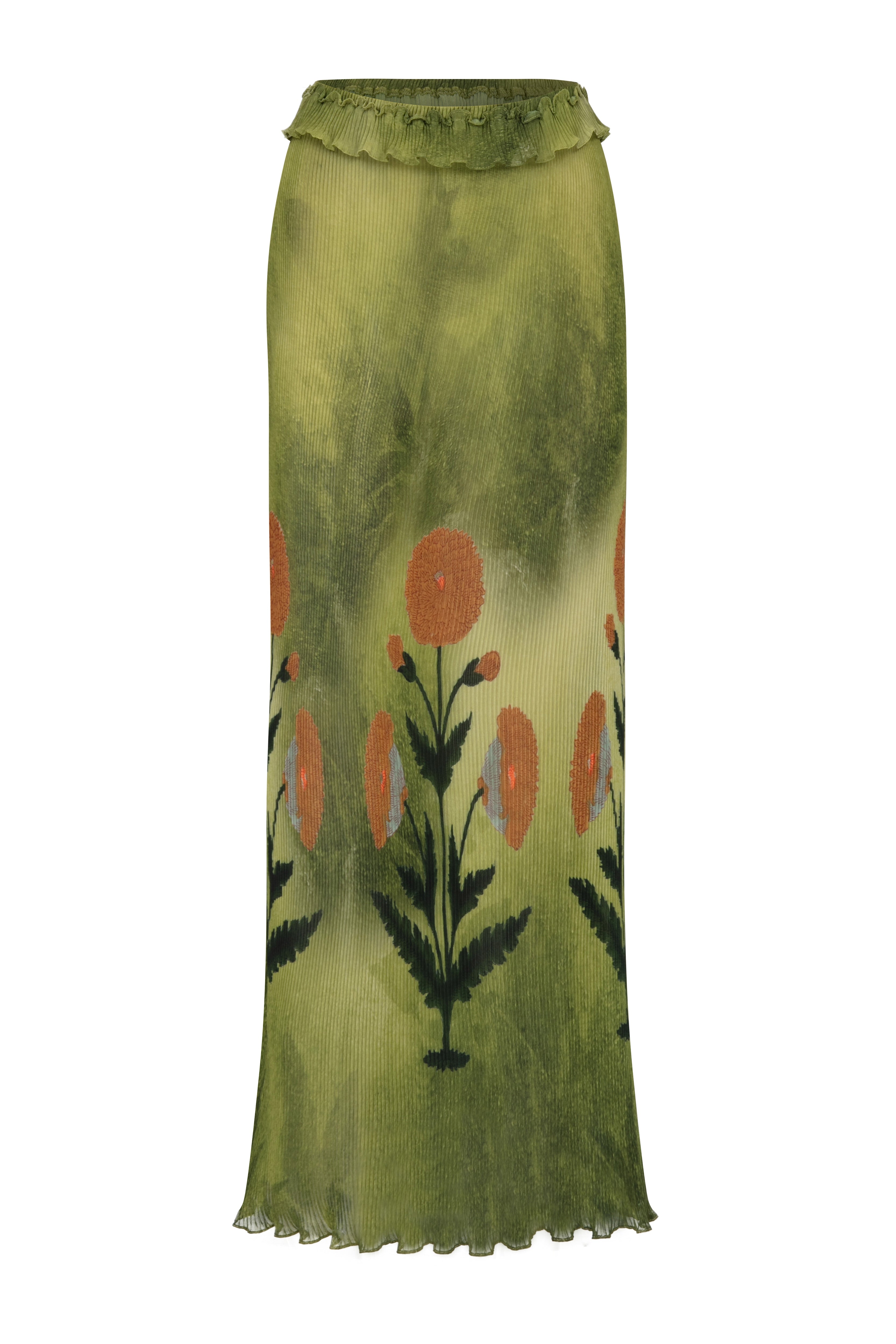 SS24-S-1001-Printed Green-40 raisa_vanessa printed-green-skirt-with-ruffle-belt-detail