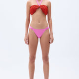 Red & Pink Bikini Set With Handmade Rope Detailed Bra