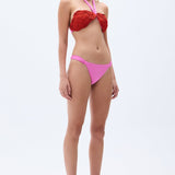 Red & Pink Bikini Set With Handmade Rope Detailed Bra