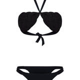 Black Bikini Set With Handmade Rope Detailed Bra