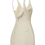 Crystal And Pearl Beaded Hand Embroidered Sculptural Mini Dress