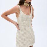 Crystal And Pearl Beaded Hand Embroidered Sculptural Mini Dress