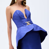 Strapless Mini Dress With Sculptural Waist And Swarovski Stone Detail