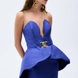 Strapless Mini Dress With Sculptural Waist And Swarovski Stone Detail