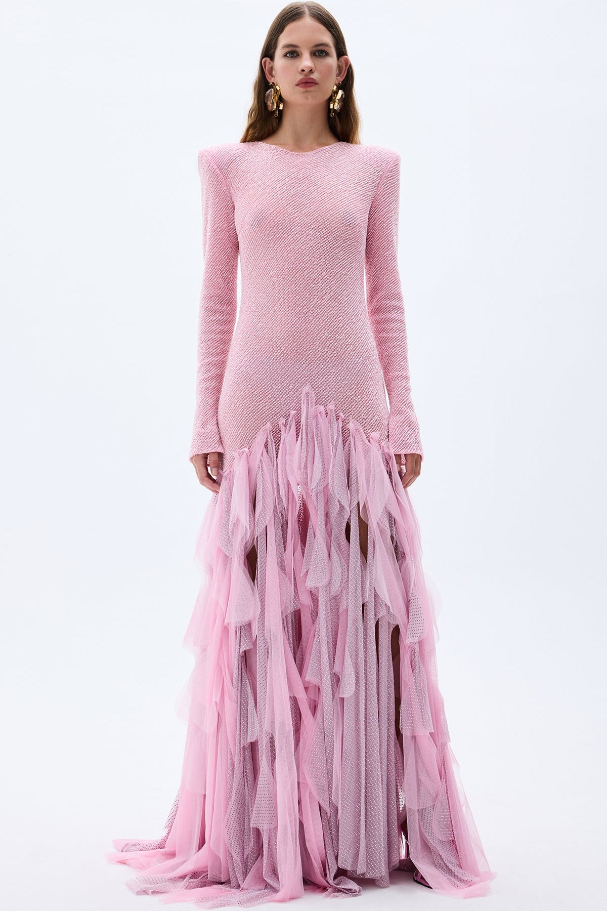 SS25-D-1025-pink-34 raisa_vanessa pink-sequined-net-gown-with-stone-embellished-laser-cut-fringes