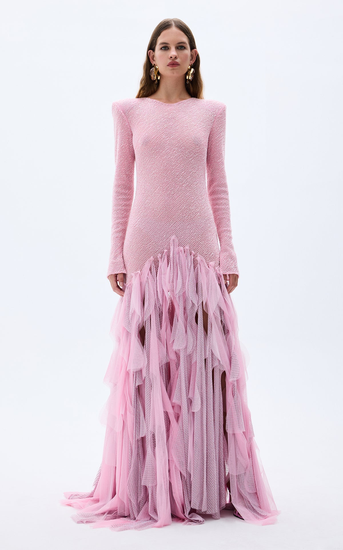 SS25-D-1025-pink-34 raisa_vanessa pink-sequined-net-gown-with-stone-embellished-laser-cut-fringes