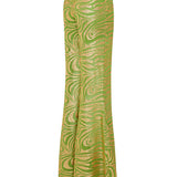 Gold Sequined Pistachio Green Chiffon Wide Leg Pants