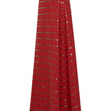 Brick Linen Maxi Skirt With Sequined Stripes & Handmade Belt Detail