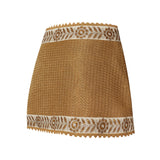 Gold Woven Mini Skirt With Embroidered Strips