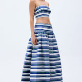 Navy Striped Maxi Skirt