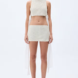 Crystal And Pearl Beaded Hand Embroidered Mini Skirt