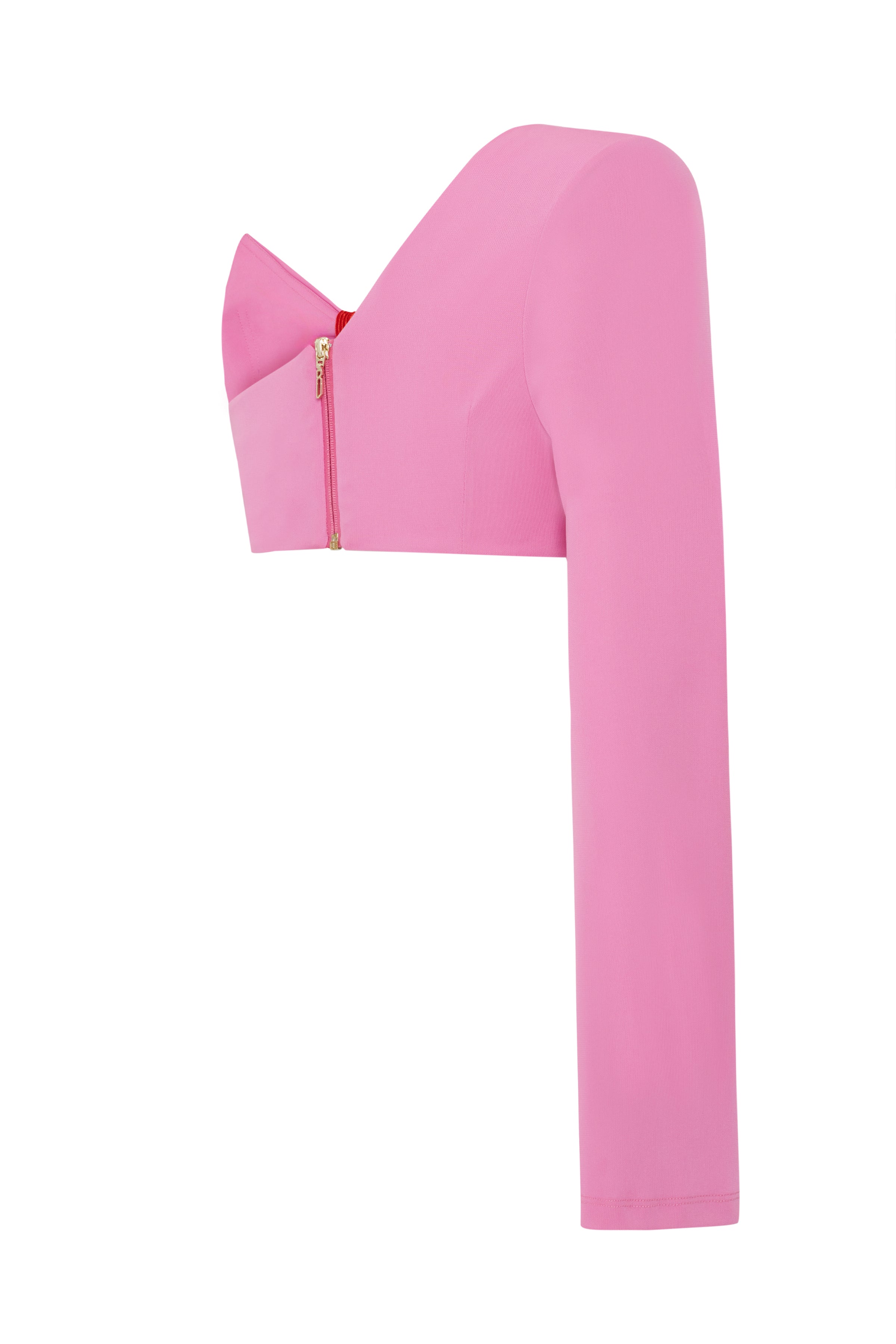 Vanessa Ropes Pink One Shouldered Crop Top With Red Rope Detail – RAISA VANESSA
