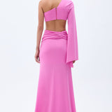 Pink Maxi Skirt With Red Rope Detail